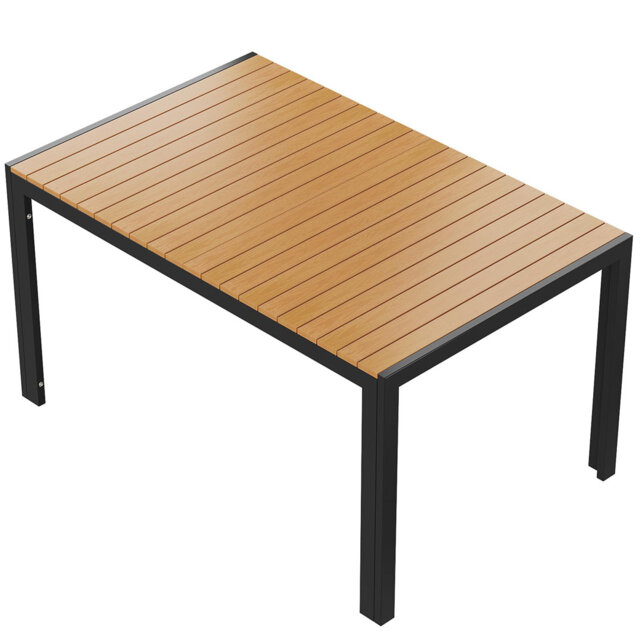 Weatherproof Garden Table, Large, 140 X 90 X 75 Cm, Aluminium Patio Table With Table Top, Rectangular Outdoor Dining Table For 6 People, Sturdy Garden