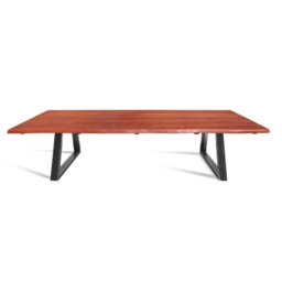 Meadview Oak Solid Wood Top Metal Base Dining Table