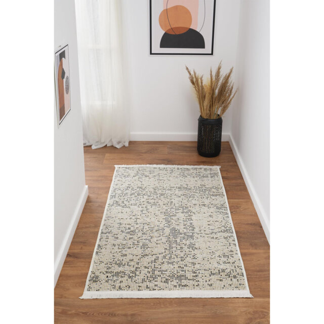 Ruglenza Modern Woven Rug - Washable Soft Touch Carpet, Non Slip Base, Easy Clean Wool Blend Texture, Decorative Area Rug for Living Room & Bedroom