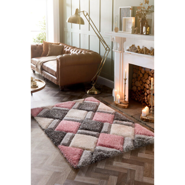 Bolsover Geometric Handmade Handwoven Pink/White/Black Area Rug