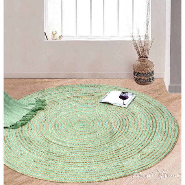 Round Striped Hand Woven Indoor / Outdoor Area Rug
