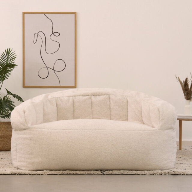 icon Norbu 2 Seater Borg Fleece XL Bean Bag Sofa