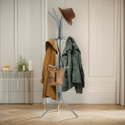 Metal Freestanding 12- Hook Coat Stand, Hat Stand, Entryway Hallway Furniture