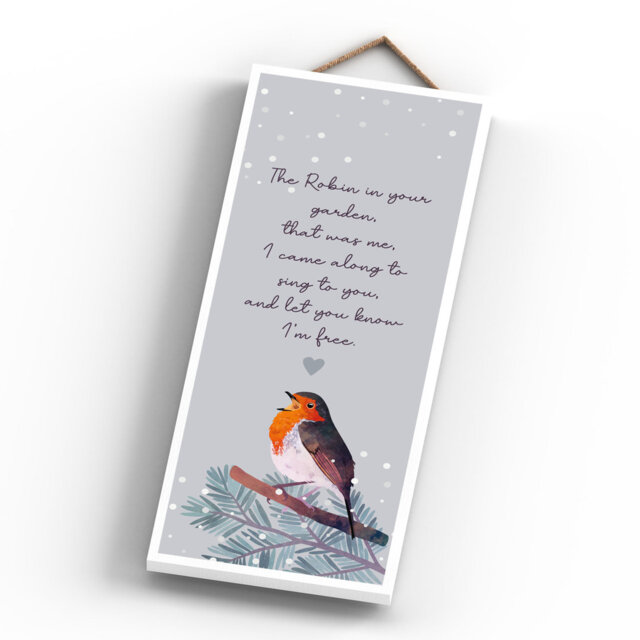 Robin In Your Garden Festive Christmas Wooden Plaque Vivid Squid Wholesale Wall Décor