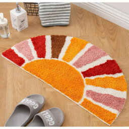 Bohemian Semi-Round Bath Mat: Cute, Non-Slip, Washable for Home Decor