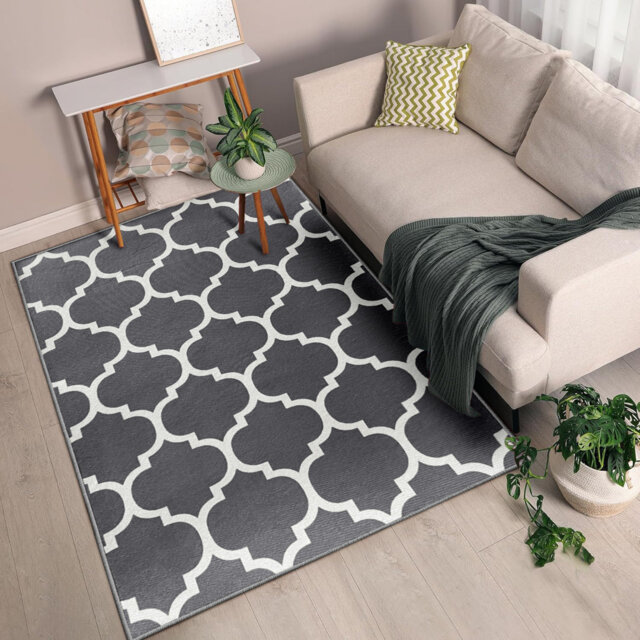 Ava Grey Printed Area Rug - Soft, Durable & Stain-Resistant Living Room Rug
