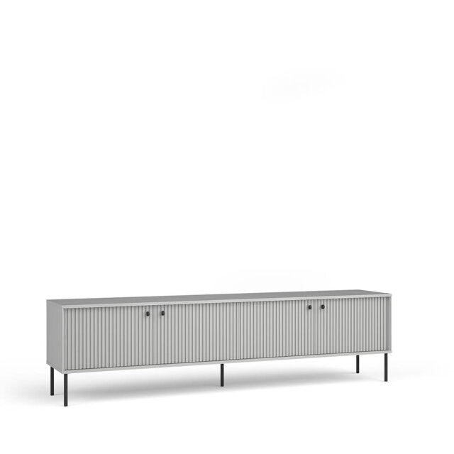 Extra-Wide Grey TV Cabinet 207cm - Black Metal Accents & Cable Management for Contemporary Living Spaces