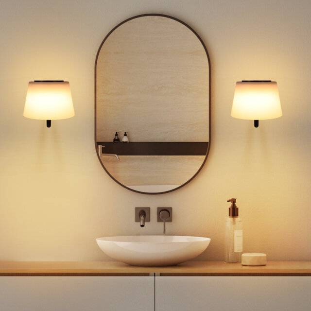 2-Pack Battery-Powered Indoor Wall Lights: Wireless wall light, suitable for bedrooms, touch dimming, small LED bedside lamp, modern black, no power r