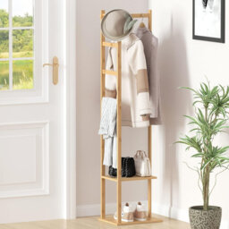 Rayshawna Bamboo / Rattan Freestanding 3 - Hook Coat Rack