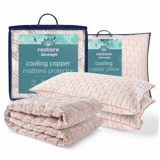 Silentnight Restore Cooling Copper Mattress Protector and Pillow Pair Bundle Set