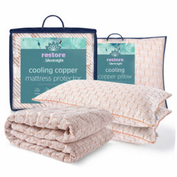 Silentnight Restore Cooling Copper Mattress Protector and Pillow Pair Bundle Set