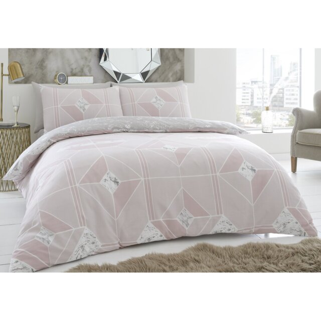 Satin Geometric Shapes Duvet Cover Set with Pillowcases Included