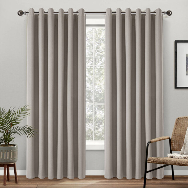 Linen Blackout Eyelet Curtains Set - Thermal Insulated, Noise Reducing, Ready Made Curtains