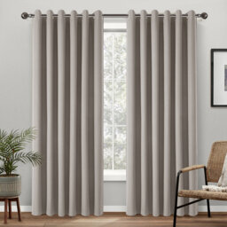 Linen Blackout Eyelet Curtains Set - Thermal Insulated, Noise Reducing, Ready Made Curtains