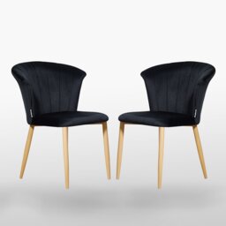 Siyana Modern Velvet Dining Chairs - Ergonomic Curved Back with Solid Wooden Legs