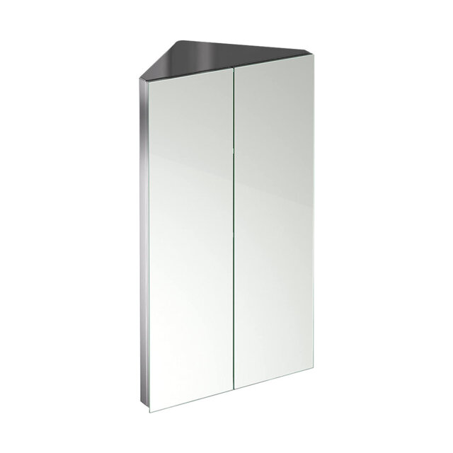 iBathUK Rehaus Wall Mounted Corner Bathroom Mirror Cabinet with 2 Door Storage Unit and Adjustable Glass Shelves, 780 x 450mm