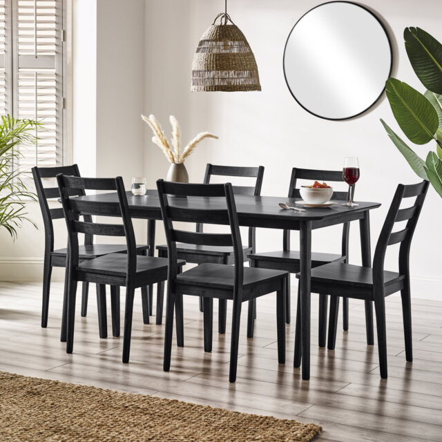 Drea Small Walnut Effect Wooden Dining Table With 2 Chairs & Bench - Traditional Rustic Farmhouse Style