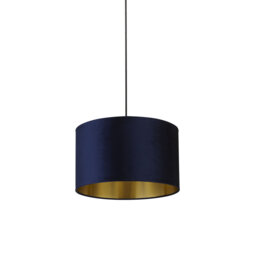 LIGHT BLUE VELVET DRUM SHADE & SILVER INNER (D45cm)