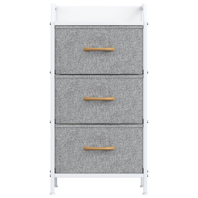 Modern 3-Drawer Fabric Storage Chest with Metal Frame & Rear-Top Shelving – Space-Saving Organizer for Bedroom, Living Room & Compact Areas Deep Grey