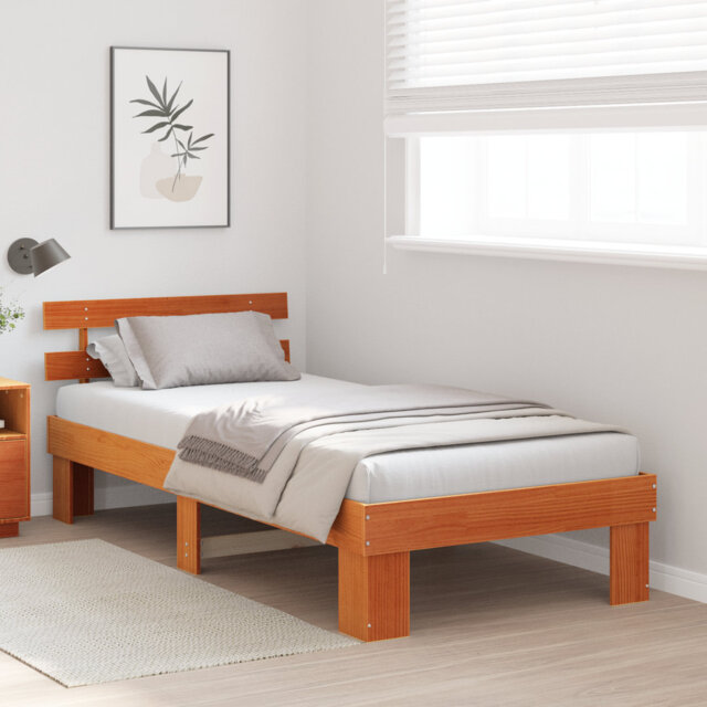 Vidaxl Bed Frame With Headboard Solid Wood Pine