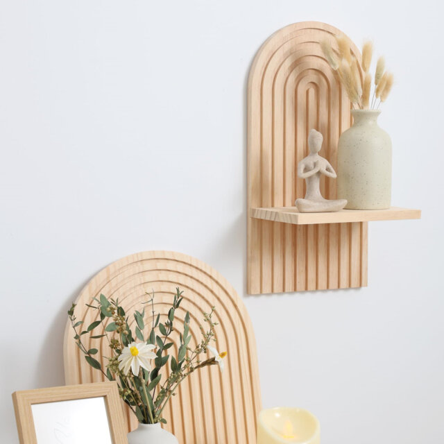 Set of 2 boho rainbow wooden wall shelves, decorative wall shelves, picture and photo shelf, wall decoration, decorative aesthetic wooden shelf, decor