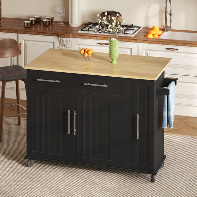 Kitchen Island With 2 Drawers And 2 Doors