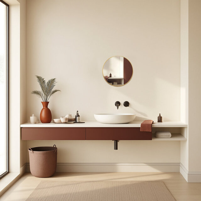Mood Premium Round Bathroom Mirror Framed Wall Mounted, Circle Frame Modern & Stylish
