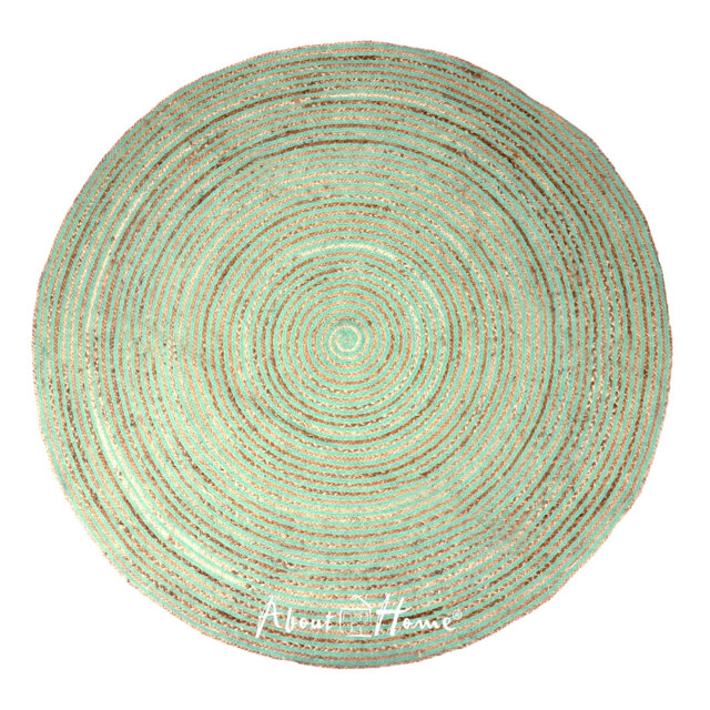 Round Striped Hand Woven Indoor / Outdoor Area Rug