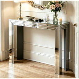 Jasmic 120cm Mirrored Glass Console Table For Entryway Hallway Living Room Furniture