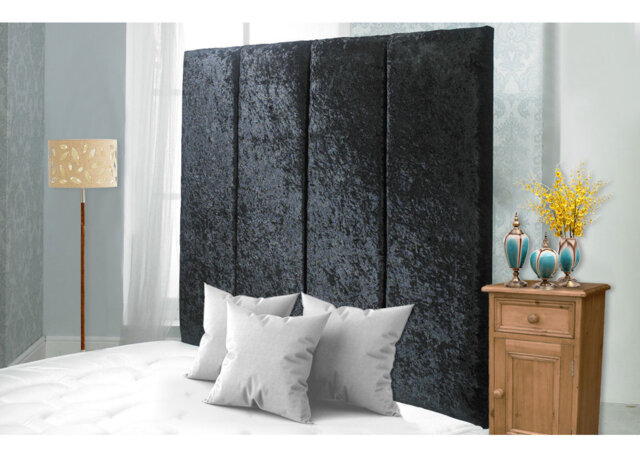 "Victoria Winged Plush Velvet 6ft Super King 50"" Floor Standing Headboard - Mallard"