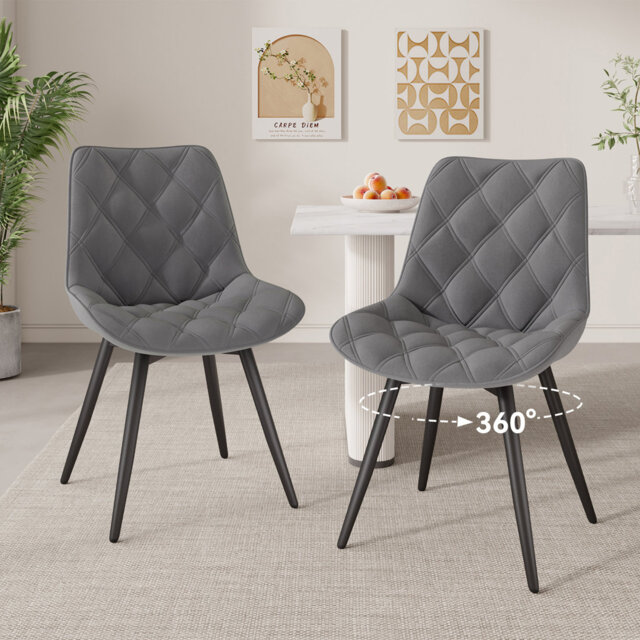Velvet Swivel Dining Chair, 6cm Thickened Foam Seat, Ergonomic Wide Backrest, 360° Swivel Metal Base, Anti-Slip Feet, Multiple Colours & Sizes Availab