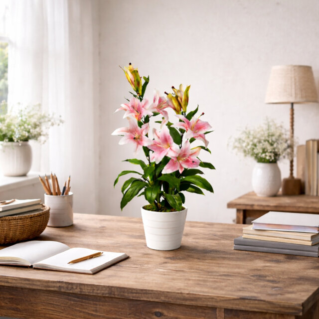 90cm Faux Flowering Plant in Pot Liner