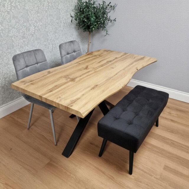 Wood Dining Set with Velvet Chairs Velvet Bench
