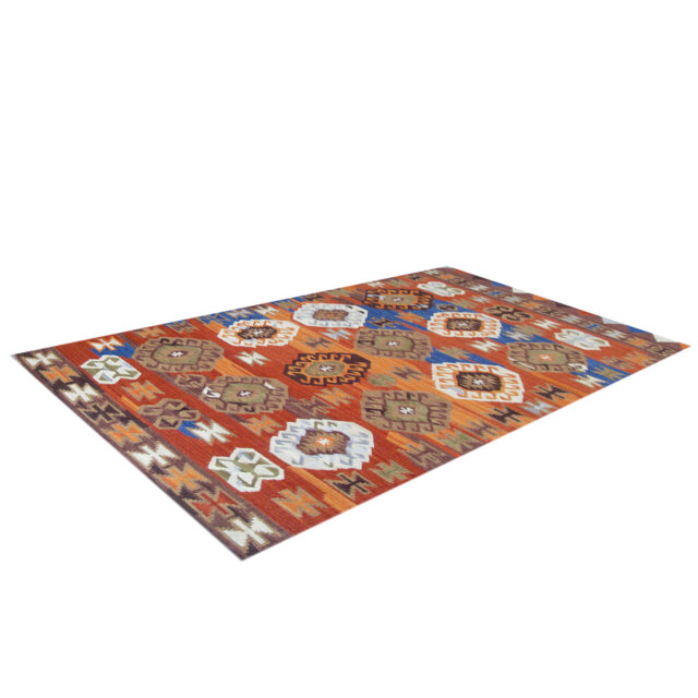 Handmade Kilim Wool Orange Rug