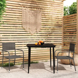 Rosalind Wheeler 3 Piece Garden Dining Set Black, 1 Table, 2 Chair