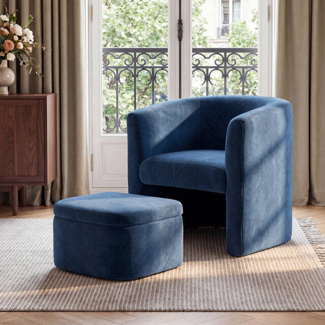 Accent Chair & Storable Ottoman Sherpa Chair w/Storage Ottoman - Plush & Space-Saving Design