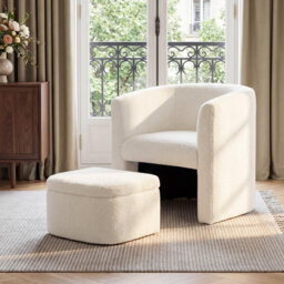 Accent Chair & Storable Ottoman Sherpa Chair w/Storage Ottoman - Plush & Space-Saving Design