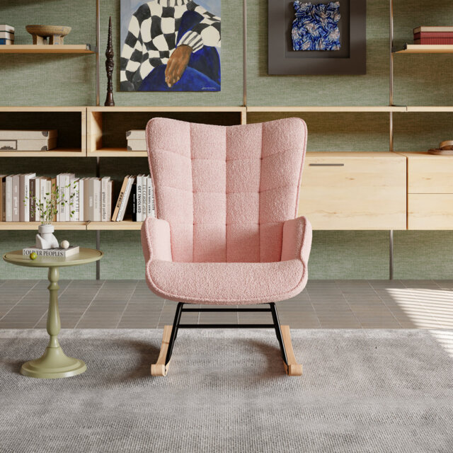 Teddy Fleece Rocking Chair With Wingback