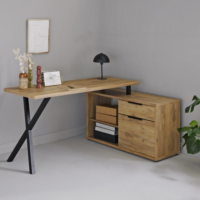 Adesuwa 150cm W L-Shaped Writing Desk with Cabinet