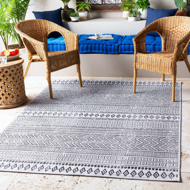 Indoor & Outdoor Modern Boho Black Rug