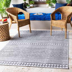 Indoor & Outdoor Modern Boho Black Rug