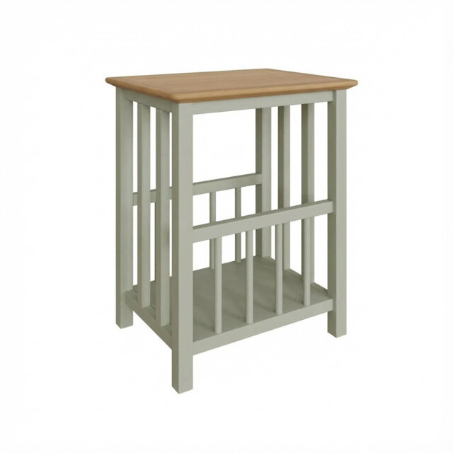 Taberno Magazine Rack Table Sage Green Living Room Storage Ready Assembled (h) 55 (w) 45 (d) 35cm