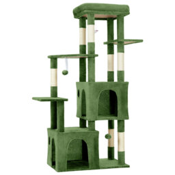 "61"" Large Cat Tree for Indoor Cats, Heavy-Duty Multi-Level Cat Condo for Maine Coon & Big Cats with Extra-Large Perch, 2 Spacious Houses, Sisal Scratc"