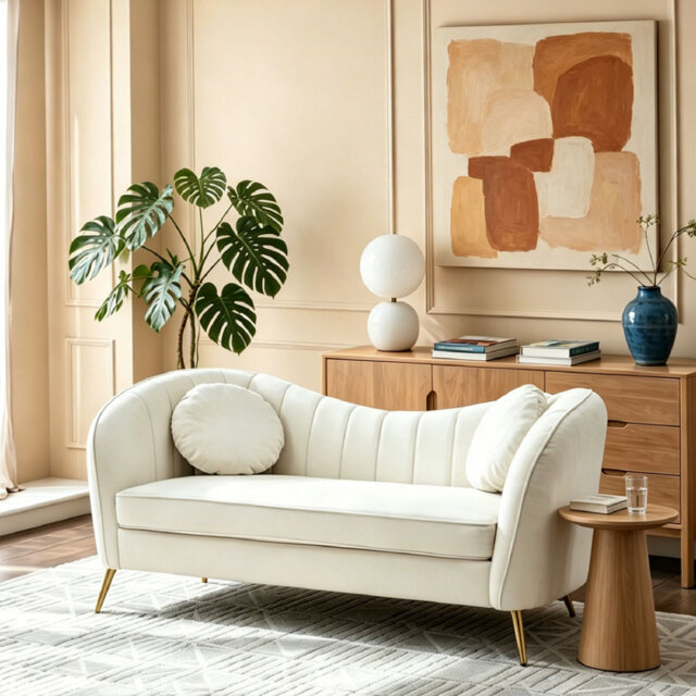 Belice 164cm W 2 Seater Chenille Tufted Sofa with Two Throw Pillows