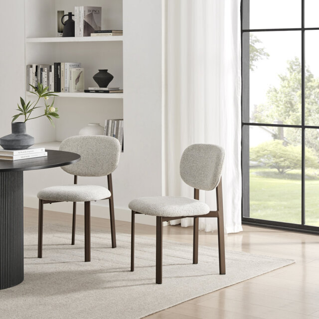 Merella Upholstered Fabric Dining Chairs Bronze Legs - Contemporary Sleek Design