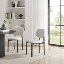Merella Upholstered Fabric Dining Chairs Bronze Legs - Contemporary Sleek Design