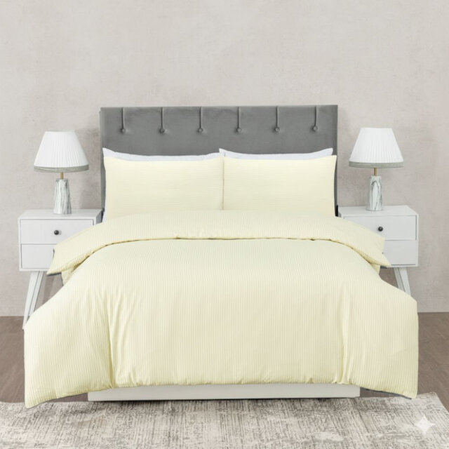 MHG Living Striped Duvet Cover Set T200 Cotton-Rich Polycotton Bedding - Includes Matching Pillowcases