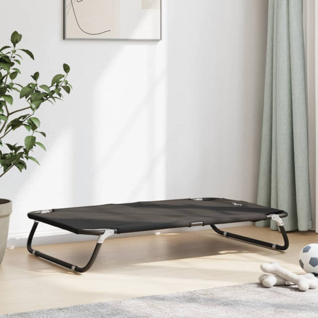 Archie & Oscar Dog Bed Foldable Anthracite Oxford Fabric And Steel