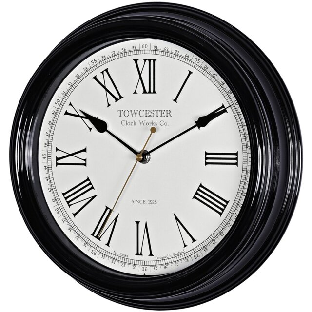 Acctim Wall Clock Metal Case Roman Numerals Spade Hands 30cm