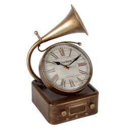 Roman Numeral Metal Quartz Movement / Crystal Tabletop Clock in Bronze